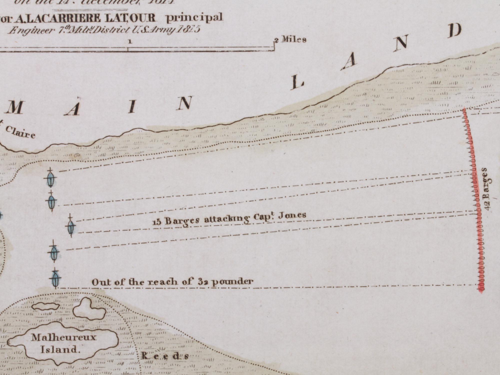 ANTIQUE ETCHING PLAN OF NAVAL ATTACK WAR OF 1812 PIC-9